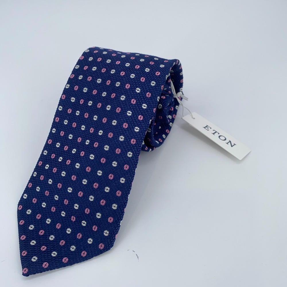 Eton Tie Men One Size Colorful Polka Dot Silk Classic Fit Necktie Italy Made NWT